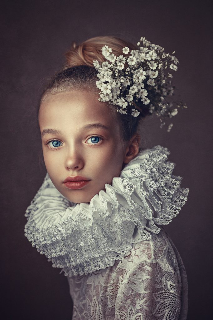 neck ruffle gypsophila elegans portrait girl